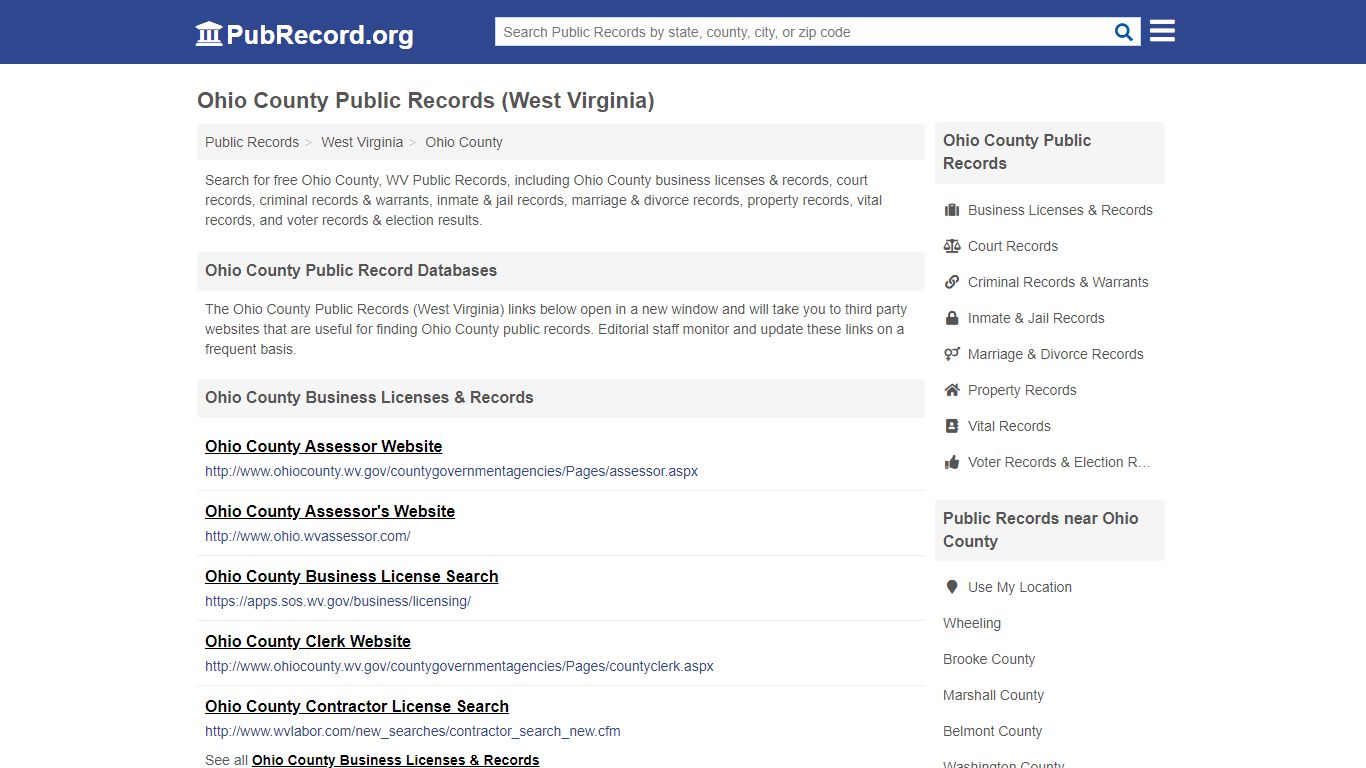 Ohio County Public Records (West Virginia) - PubRecord.org