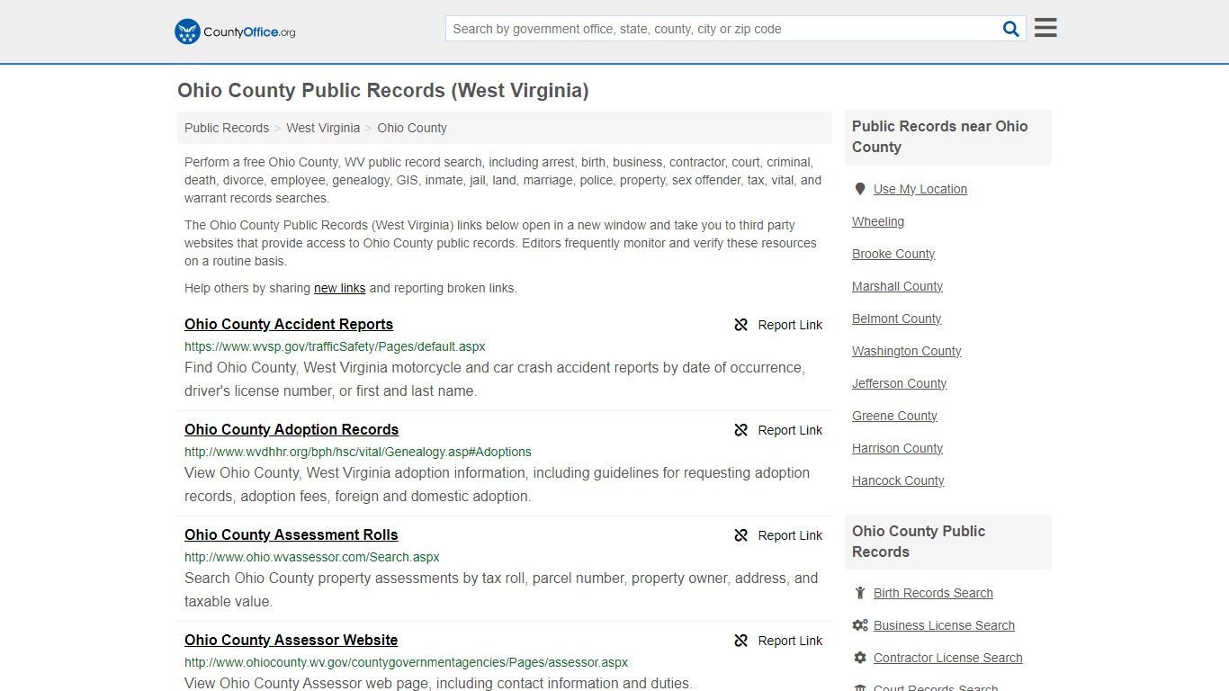 Public Records - Ohio County, WV (Business, Criminal, GIS, Property ...
